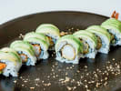 Team Building Cooking Class - Sushi Fusion Lab: Shrimp Tempura Roll on black plate