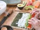 Cooking Class - Sushi Rolling Made Simple in La Jolla & Pacific Beach: rolling California sushi roll with surimi crab sticks