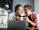 Online Cooking Class - Indian Takeout Favorites in Downtown Toronto: couple drinking wine during an online cooking class