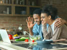 Online Cooking Class - Fast Food Favorites Gone Vegan: couple taking a virtual cooking class