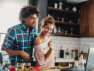 Online Cooking Class - Handmade Ravioli and Tiramisu in Downtown Toronto: couple taking an online cooking class at home