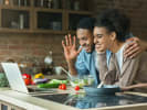 Online Couples Cooking Class - Quidditch Cup After Party: couple taking an online cooking class at home