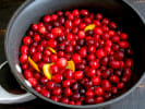 Online Cooking Class - Homemade Cranberry Sauce: cranberries in a pot ready to make sauce