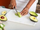 Online Cooking Class - Garbanzo Al Pastor Tacos: cutting avocado