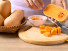 Cooking Class - Healthy Vegan as Art in Boulder: cutting butternut squash