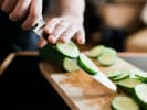 Cooking Class - Traditional Korean Barbecue - DATE NIGHT in Manhattan: cutting cucumbers