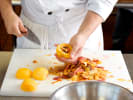Cooking Class - Trattoria Rustico - Date Night in Northern Virginia: cutting peaches