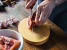 Cooking Class - Discovering Vegan Fusion: cutting pomegranate