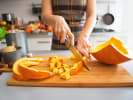 Cooking Class - Ultimate Pumpkin-Pecan Pie in Northern Virginia: cutting pumpkin