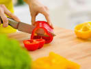 Cooking Class - Vegetarian à la France: cutting red peppers