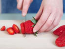 Cooking Class - Italian Romance: The Spell of Venus in San Diego: cutting strawberries