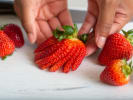 Cooking Class - Dice, Slice & Snack in Chicago: cutting strawberries into roses