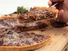 Cooking Class - Bake a Rich Maple Chess Pie in Dallas: cutting Maple Custard Pie