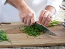 Cooking Class - Fresh Spring Bakes in Downtown Dallas: cutting scallions