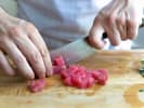 Team Building Cooking Class - Maki Together, Stronger Together in Washington, D.C.: dicing tuna