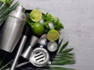 Online Mixology Class - St. Patrick's Day Party: drink shaker with limes