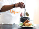 Cooking Class - Cajun Creations: drizzling egg roll with caramel