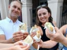 Food Tour - Cocktail Tour in the French Quarter in New Orleans: eating empanadas