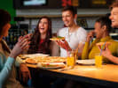 Food Tour - Fremont East: A Taste of Vegas: eating pizza in a pizzeria