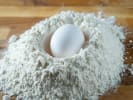 Online Cooking Class - Cantonese Pan-Fried Noodles: eggs and flour to make egg noodles