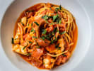 Cooking Class - Fiery Scampi and Seafood Medley in Las Vegas: fettuccine with tomato sauce and seafood medley