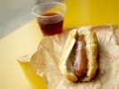 Food Tour - Culinary Adventures in Seattle: seattle food tour   trying a hot dog and drink