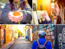 Private Food Tour - The Mission District's Thriving Culinary Scene in San Francisco: person enjoying an Italian cookie on a food tour person trying a chocolate sample walking in San Franciscos mission district