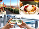 Food Tour + Drink Upgrade - Sip and Savor Seattle in Seattle: drink seattle food tour   drinking white wine and eating cobbler while enjoying the city