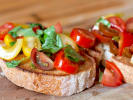 Cooking Class - Vegan Mediterranean Favorites in Philadelphia: fresh tomato basil bruschetta on toast