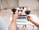 Virtual Wine Tasting - Classic Wine and Cheese Pairings: friends taking an virtual wine tasting class