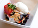 Cooking Class - Elevated Yet Casual Dinner Party: fruit cobbler with whipped cream