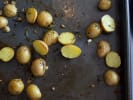 Online Couples Cooking Class - Knife Skills and Techniques: garlic roasted potatoes on a sheet pan