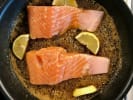 Cooking Class - A Taste of the Thai Summer in Northern Suburbs: glazing salmon in a pan with lemons