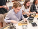 Sushi Making Class - Roll Decorative Kazari Maki Sushi in Manhattan: group cutting Kazari sushi