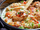 Team Building - Timeless French Favorites in Austin: herbed chicken thighs in mustard cream sauce