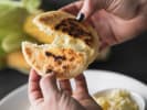 Online Cooking Class - The Venezuelan Kitchen: Arepas Three Ways: holding fresh arepa
