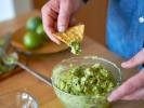 In-Office Team Building - Guacamole-Making Challenge: homemade guacamole on a chip