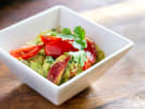 Online Cooking Class - Vegetarian Enchiladas: homemade guacamole with tomatoes
