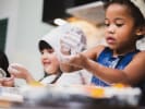 Cooking Class - Flower-Shaped Dumpling Workshop for Kids in Houston: kids cooking with flour