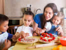 Cooking Class - Festive Pizza Making For the Whole Family - Family Fun in Northern Suburbs: kids making pizza together with mother