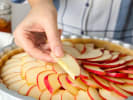 Online Cooking Class - Classic Apple Salted Caramel Tart: layering pastry with apple slices