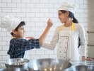 Cooking Class - Allergy Free Desserts - Kids' Edition in Boston Proper: learning to cut veggies