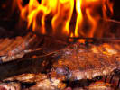 Private Chef - Poolside BBQ Party: meat grilling on a bbq