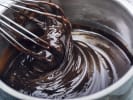 Cooking Class - Homemade Chinese Takeout: mixing chocolate for cake batter