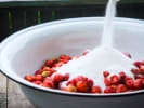 Online Couples Cooking Class - Classic Homemade Jam: mixing sugar and strawberries to make jam