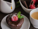 Cooking Class - French Kitchen Romance in Toronto: molten chocolate cake with raspberry garnish