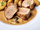 Cooking Class - Flavors From a French Bistro in Houston: mustard sauce and pork tenderloin