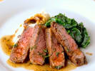 Team Building Cooking Class - The Delicious Success in San Fernando Valley: new york strip steak with spinach