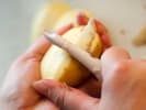 Cooking Class - Spanish Kitchen Icons: peeling potato for croquettes