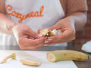 Cooking Class - Learn Cozy Baking Favorites in Downtown Dallas: peeling bananas